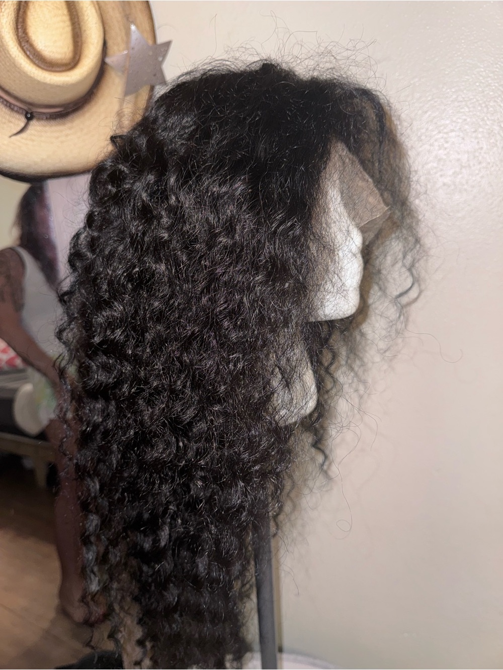 Natural Deep Black Curly Lace Front Wig